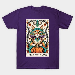 Halloween magic colorful cat tarot T-Shirt